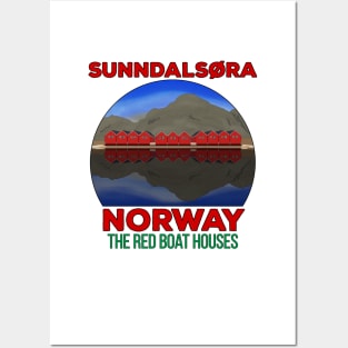 The Red Boat Houses Sunndalsøra Norway Posters and Art